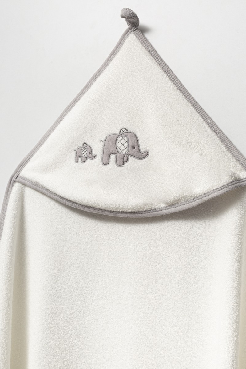 Cute Elephant Pamuklu 0-12 Ay Unisex Bebek Havlu ve Bornoz Seti