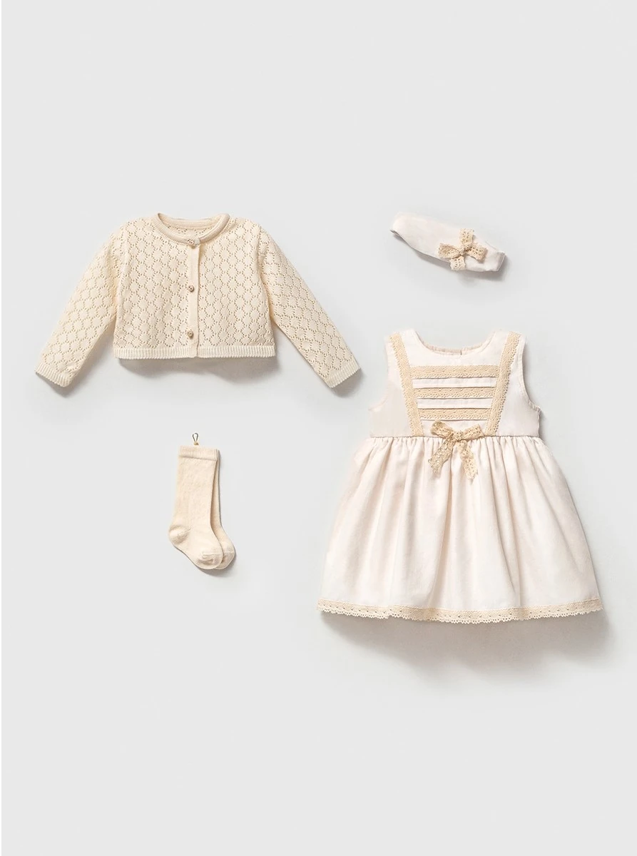 Eliza Pamuklu Tasarım 3-6 Ay Kız Bebek Takım