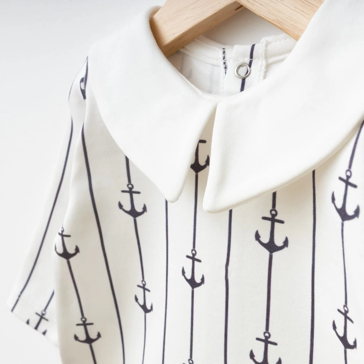 Anchor Erkek Bebek Çapa Desenli 0-3 / 3-6 Ay Yaka Detaylı Tulum