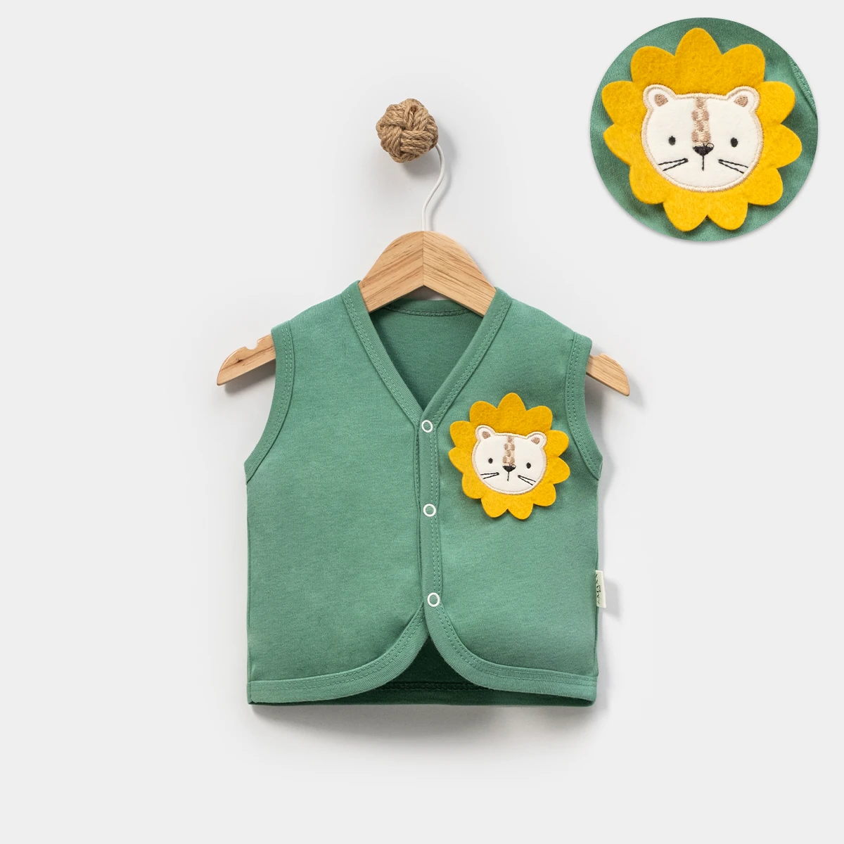 Lion Erkek Bebek 6-9-12-18-24 Ay Aslan Yeleli Yelek - Yeşil