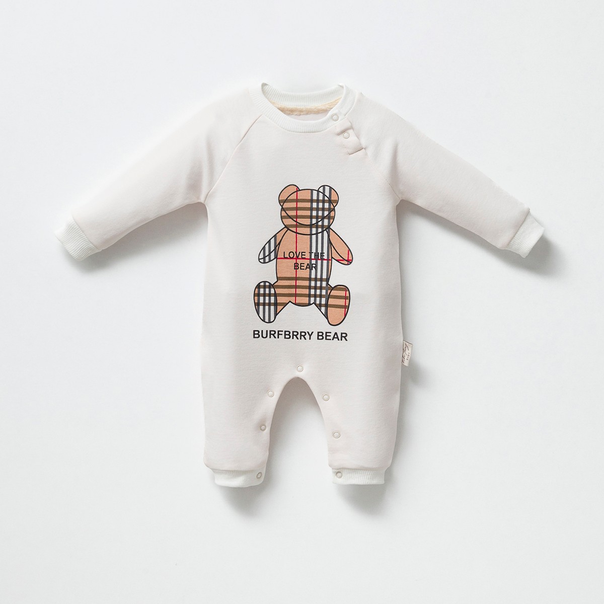 Burf Ayıcık Desenli Pamuklu Unisex Bebek Tulum