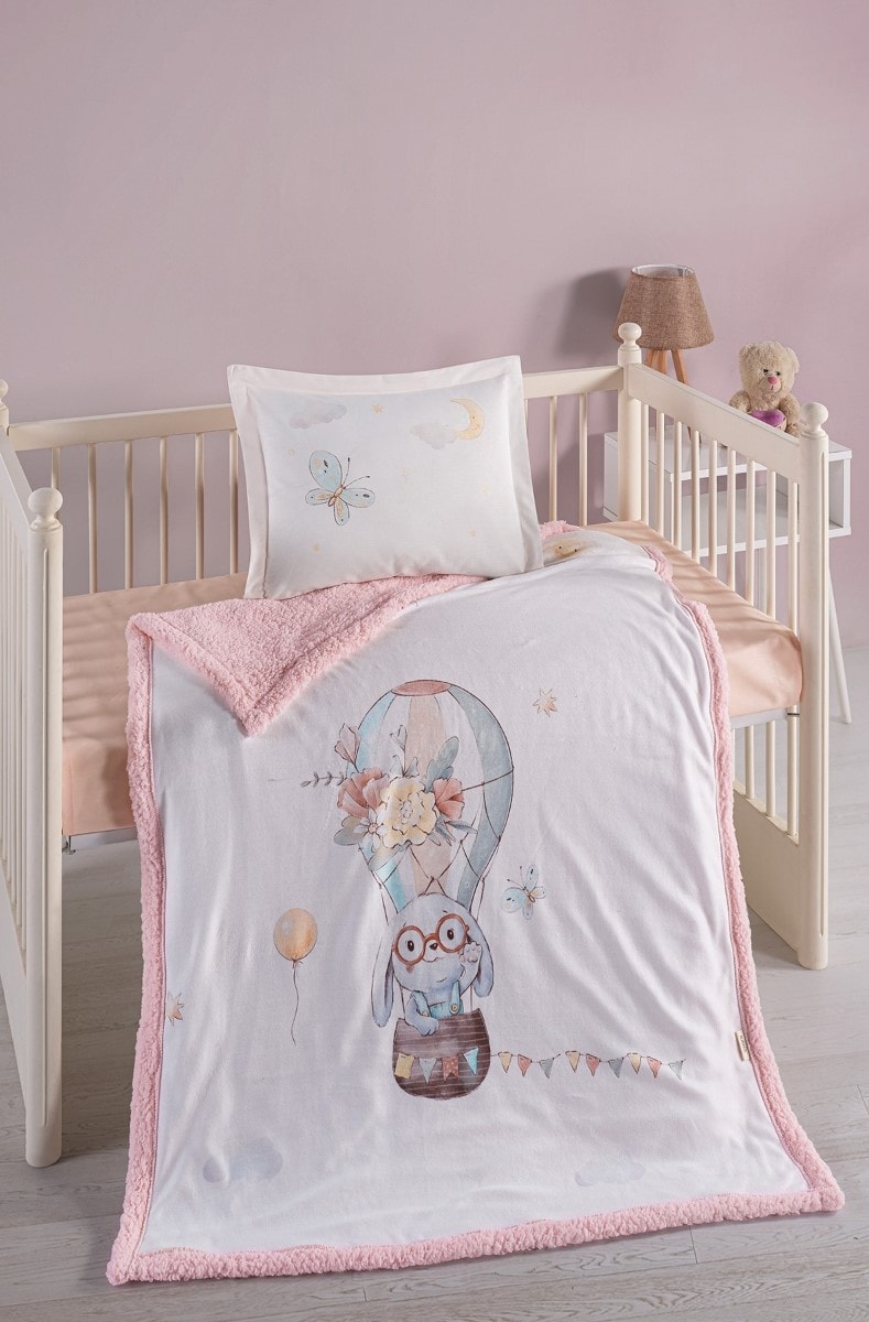Kanz Premium Baskılı Bebek ve Çocuk Polar Battaniye Seti - Pembe