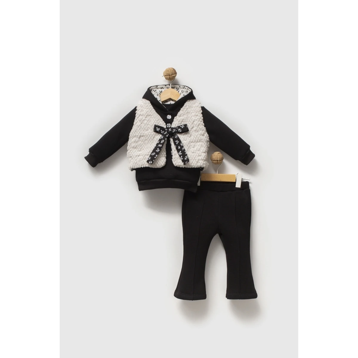 Allegra 9-12-18 Ay Kız Bebek Yelekli 3lü Takım - Beyaz