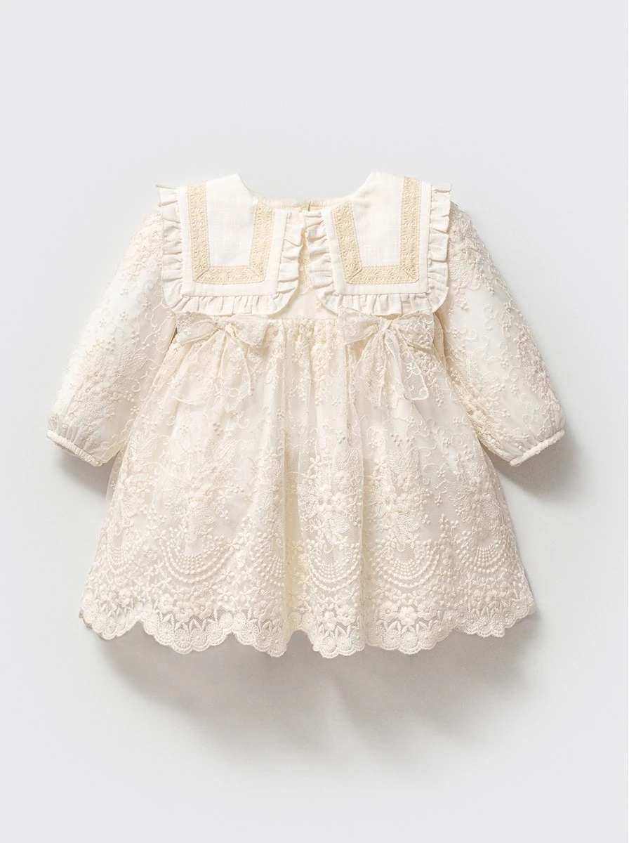 Briella Dantel Tasarım Kız Bebek Yaka Detaylı Elbise