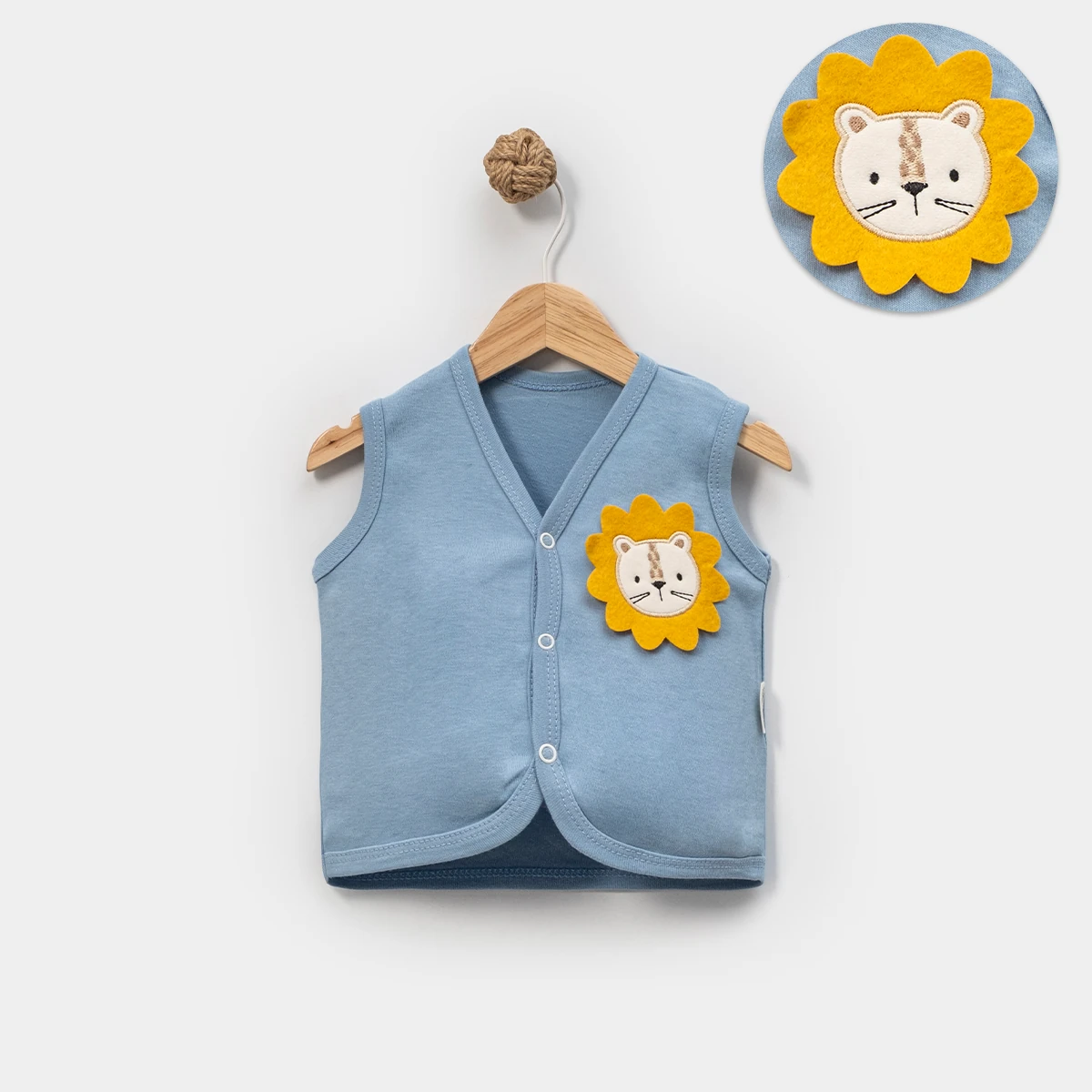 Lion Erkek Bebek 6-9-12-18-24 Ay Aslan Yeleli Yelek - Mavi