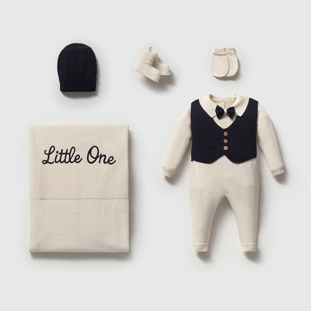 Little One Organik Pamuklu Premium Erkek Bebek Hastane Çıkış Seti - Lacivert