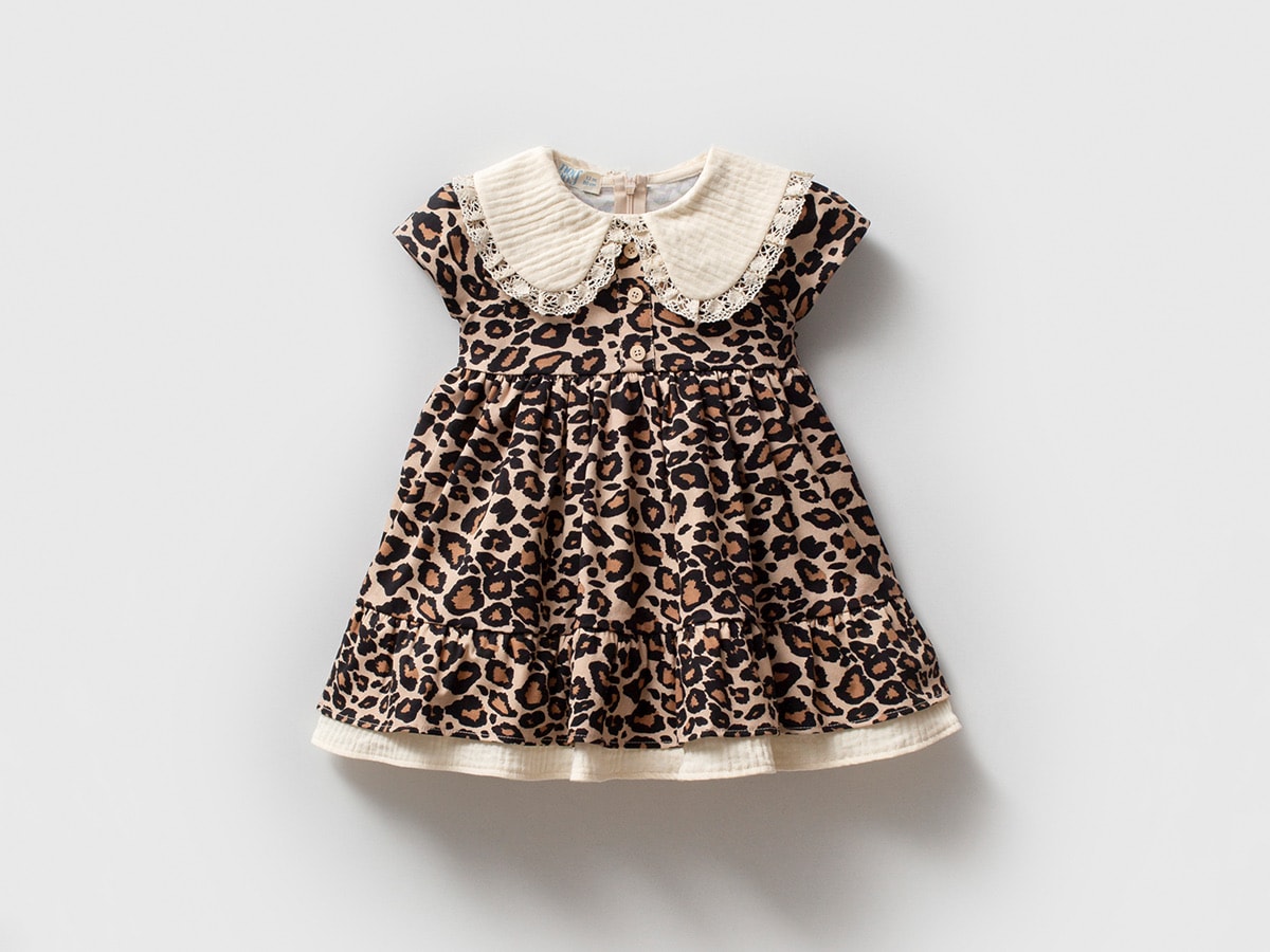 Arabella Leopar Desenli Yaka Detaylı Elbise