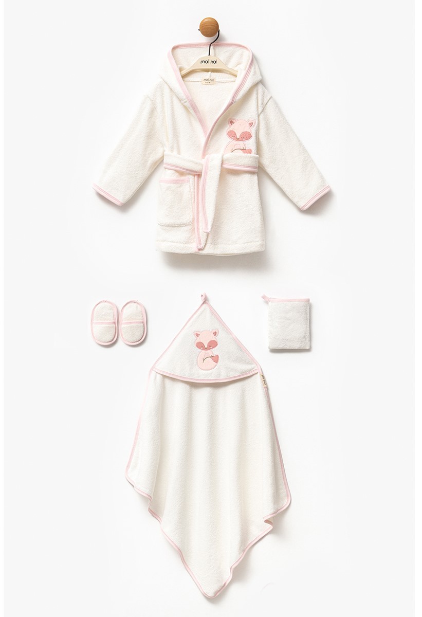 Soft Sincap Desenli Bebek Bornoz ve Havlu Seti