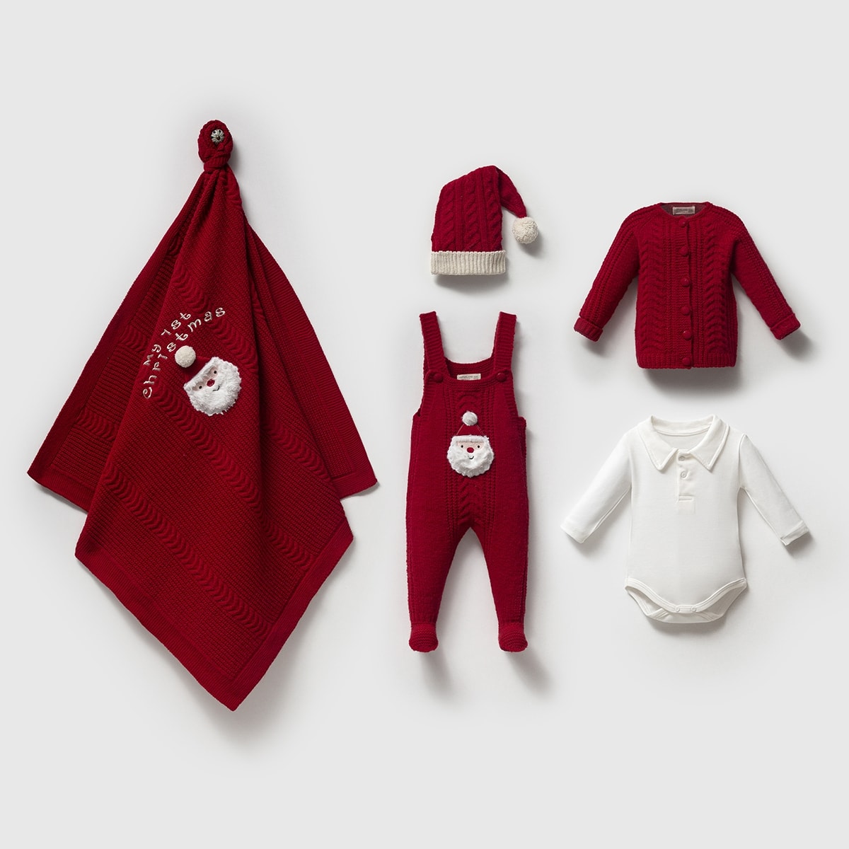 Ho Ho Ho Organik Pamuklu Christmas Collection Yılbaşı Kız Erkek Hastane Çıkış Seti - Kırmızı