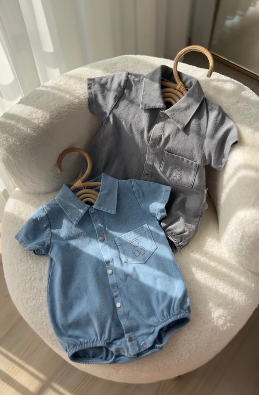 Specter Denim Reflektörlü Ayı Desenli Erkek Bebek Tulum Barbatöz