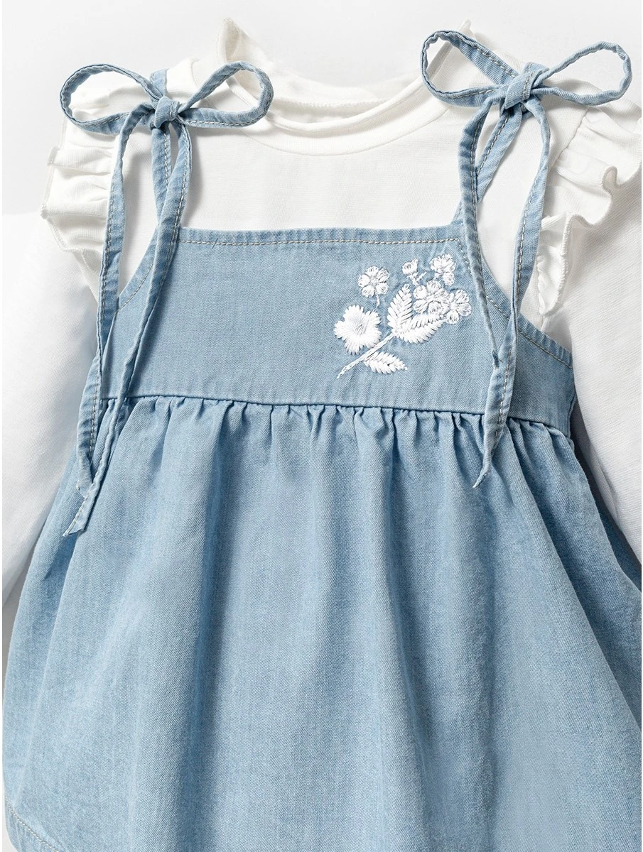 Angelica Kız Bebek Nakış Detaylı Tasarım 9-24 Ay 3'lü Takım