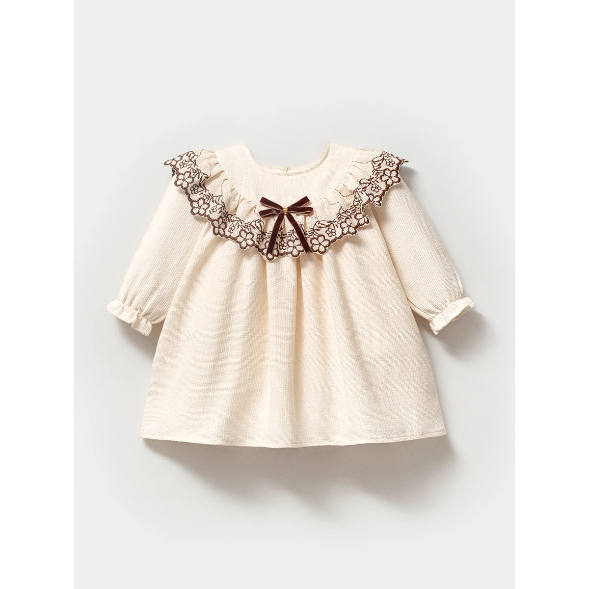 Sandra Keten Dokulu Pamuklu Kurdele Detay Kız Bebek Elbise