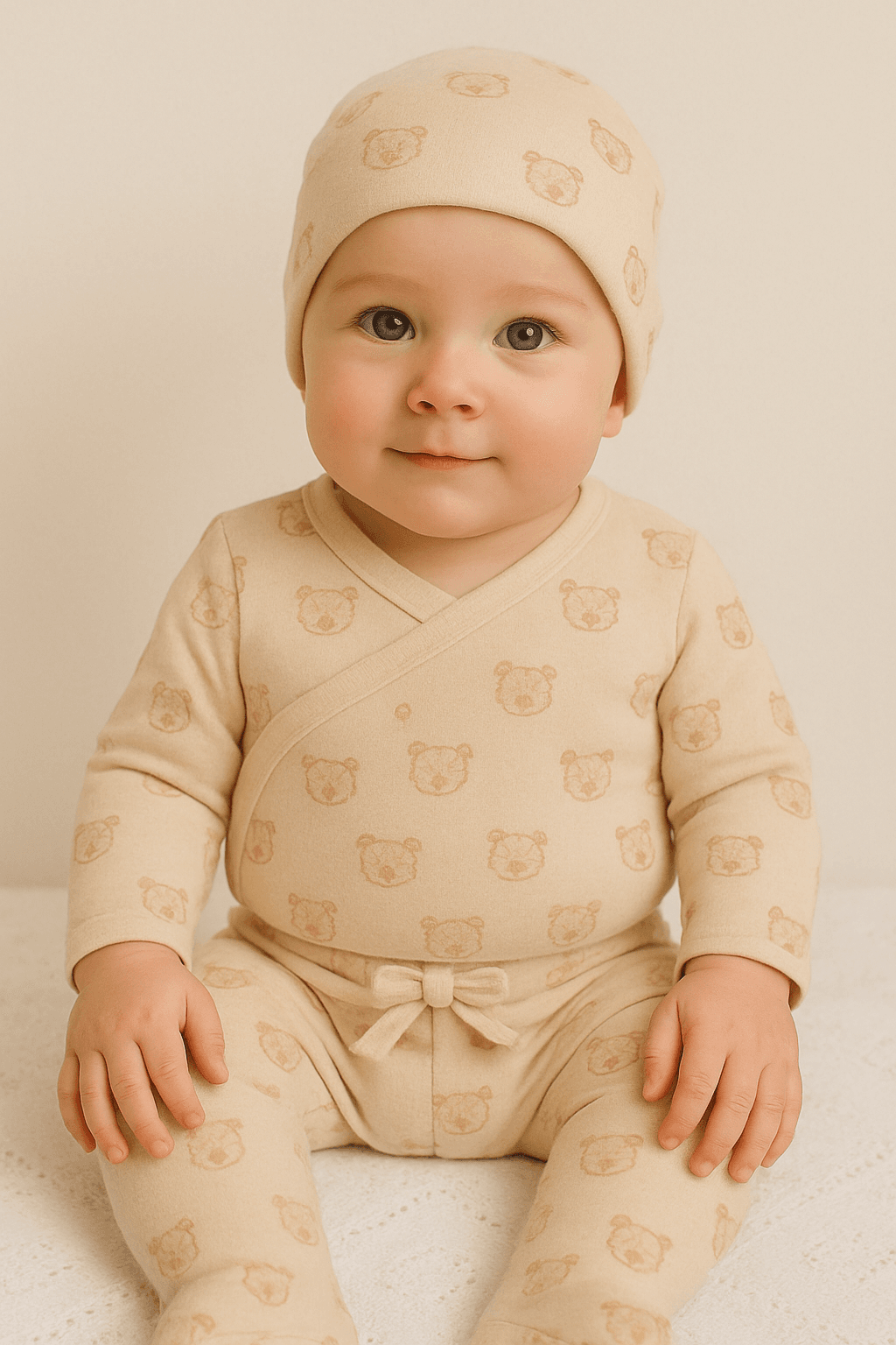 Tiger Erkek Bebek Şapkalı Patikli Pantolonlu 3lü Badili Takım Set
