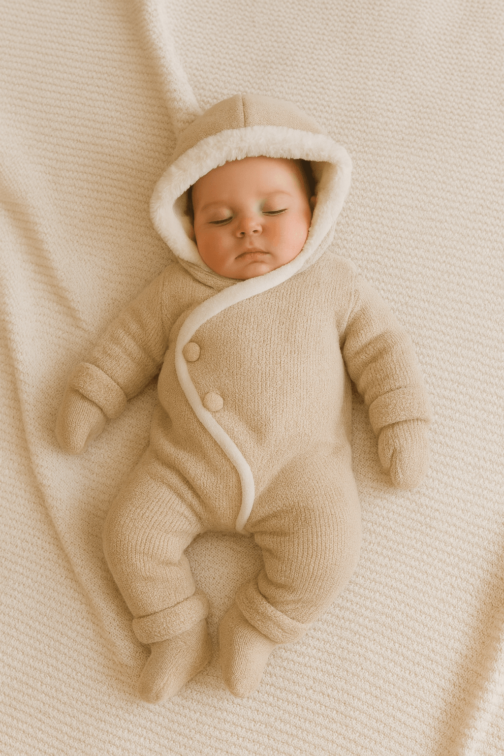 Vega Bebek Düğme Detaylı Kruvaze 3-6-9-12 Ay Linksli Velsoft Unisex Tulum