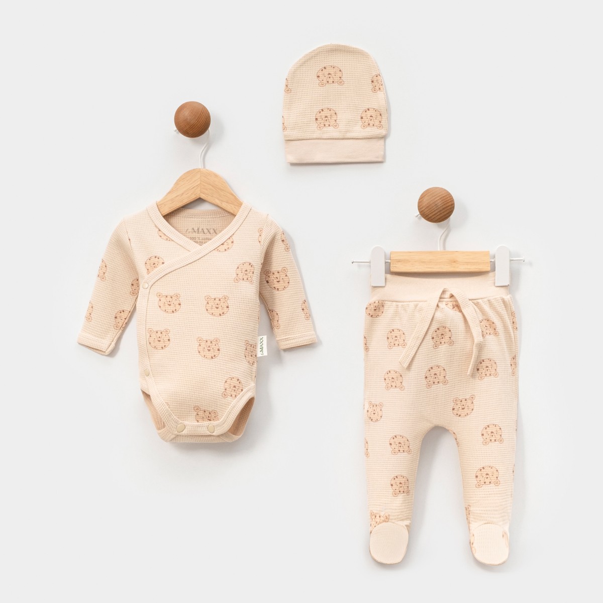 Tiger Erkek Bebek Şapkalı Patikli Pantolonlu 3lü Badili Takım Set