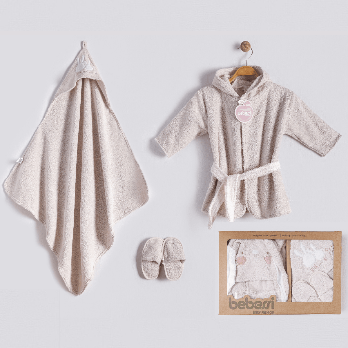 Bunny Bon Unisex Bebek 0-1 Yaş Kutulu Bornoz Seti
