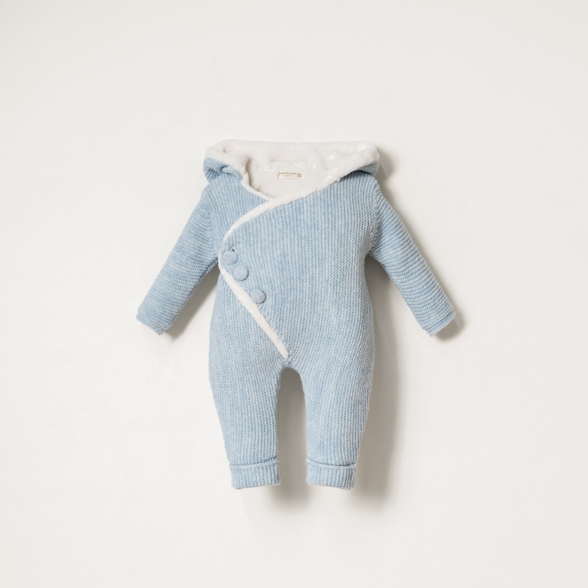 Vega Bebek Düğme Detaylı Kruvaze 3-6-9-12 Ay Linksli Velsoft Unisex Tulum - Mavi
