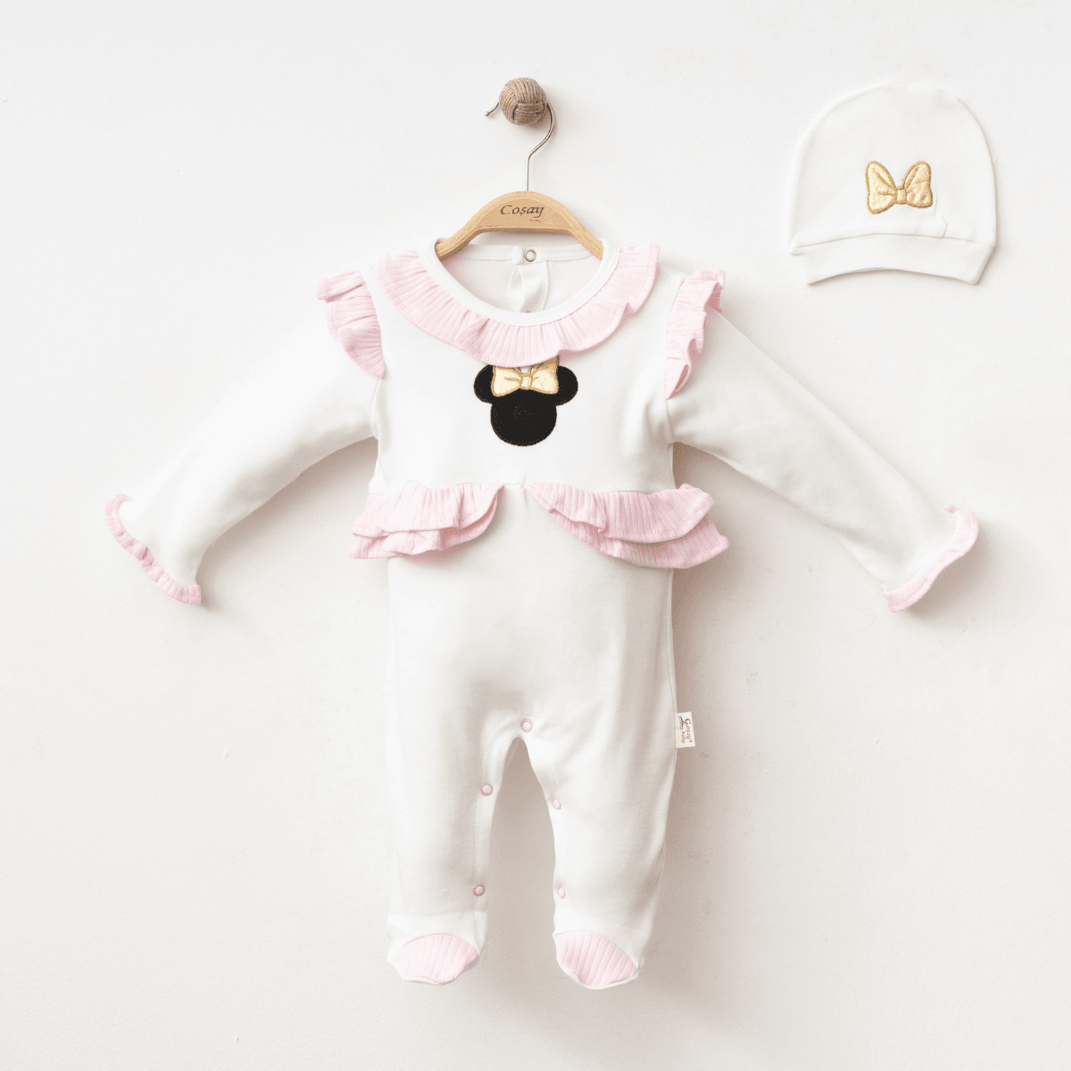 Mickie Volkanlı Kız Bebek Tulum - Pembe
