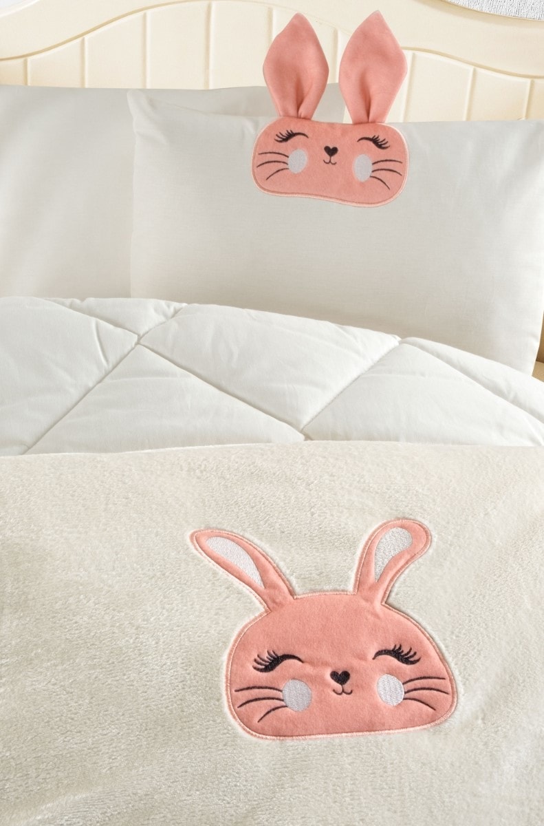 Kanz Bunny Premium Unisex Bebek ve Çocuk Nakışlı Yorgan Seti
