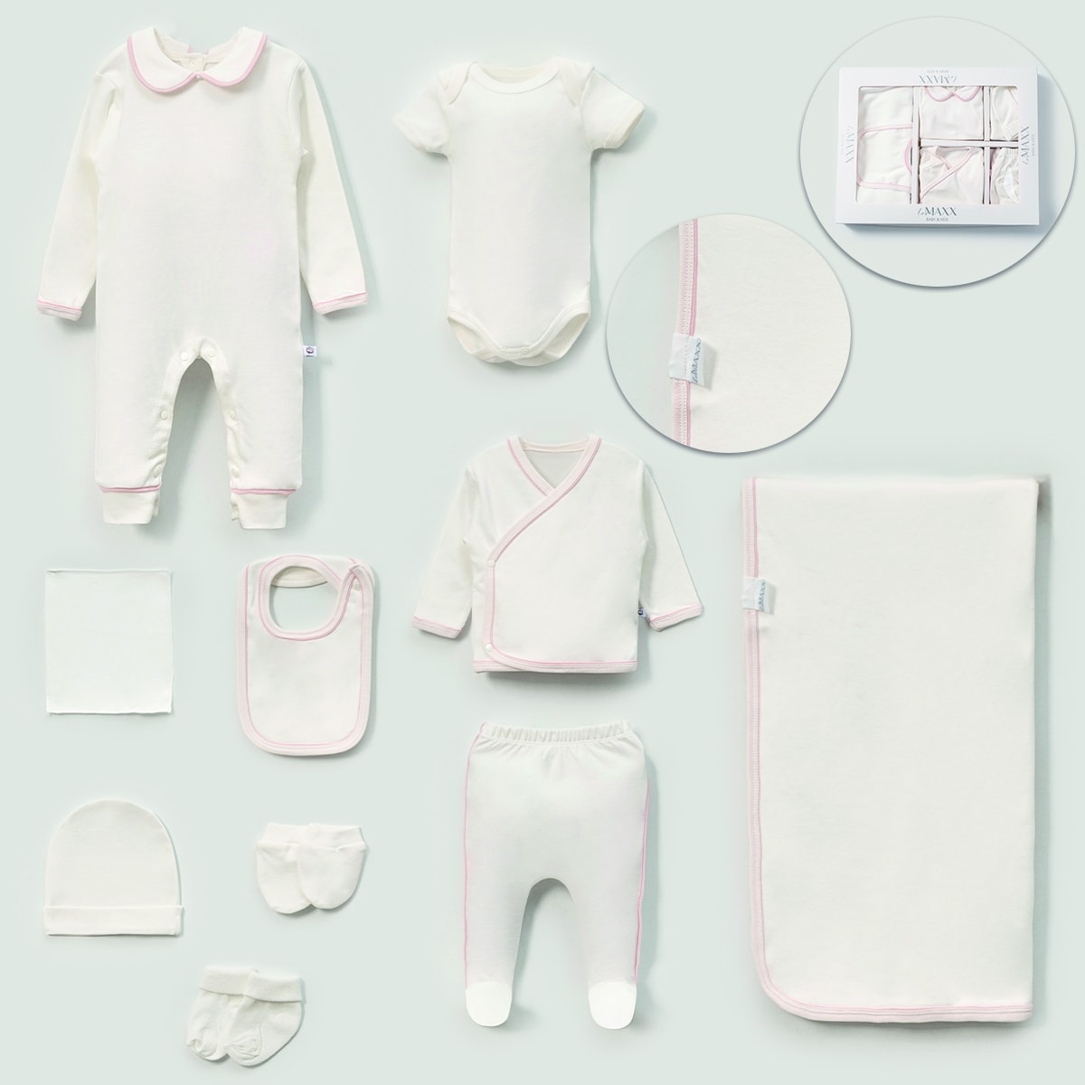 Unisex Bebek 10lu Hastane Çıkışı Zıbın Set
