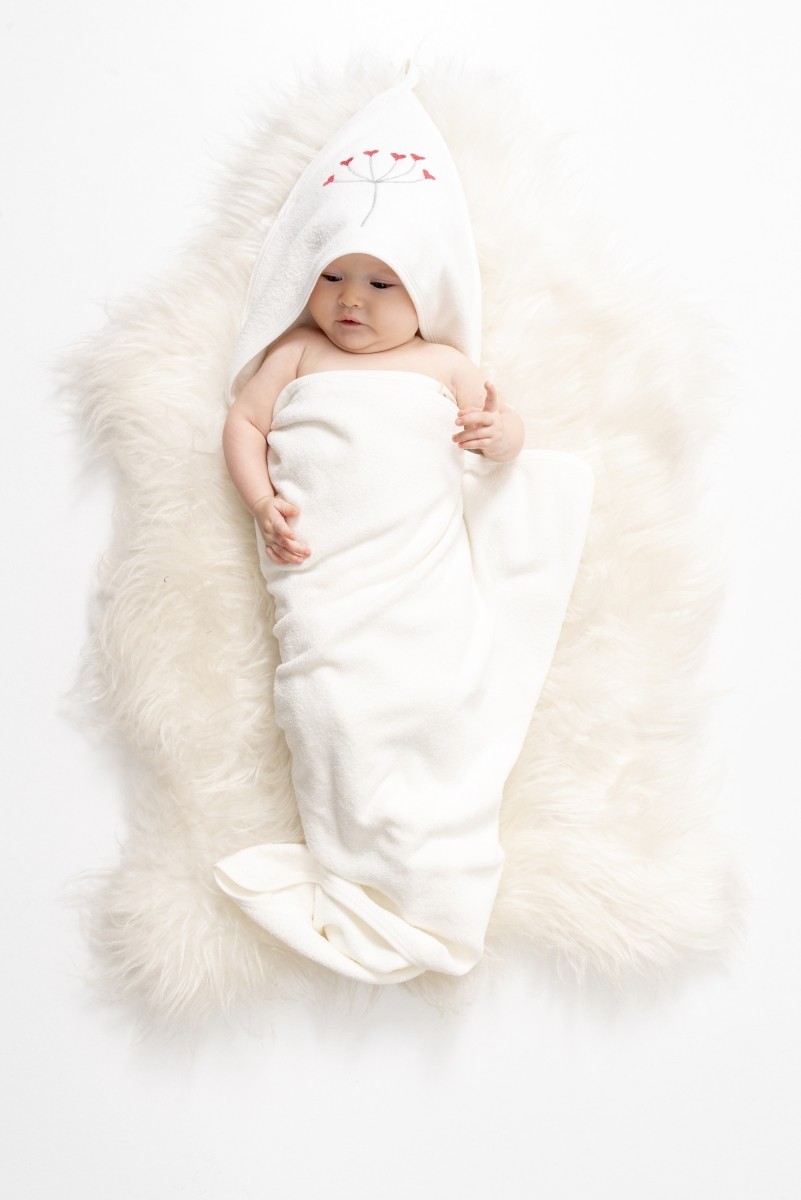 Kokina Pamuklu 85*90cm  Nakışlı Unisex Bebek Havlu 