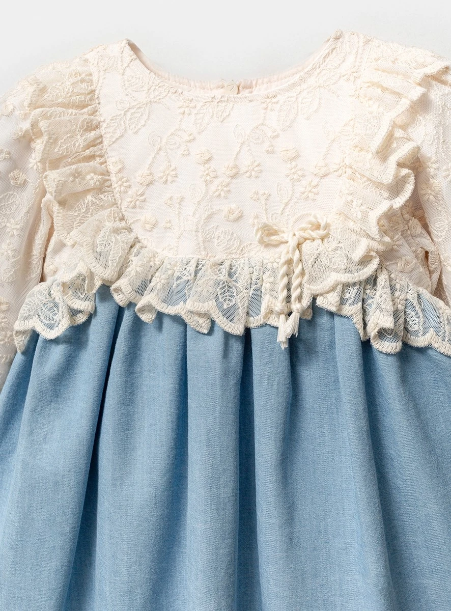 Julia Kot ve Dantel Kumaş Kız Bebek Tasarım Elbise