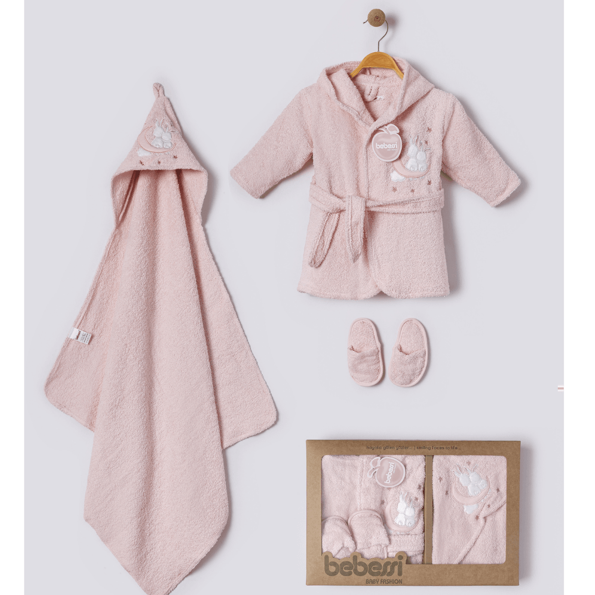 Twin Girls Kız Bebek 0-12 Ay Pamuklu Bornoz Set