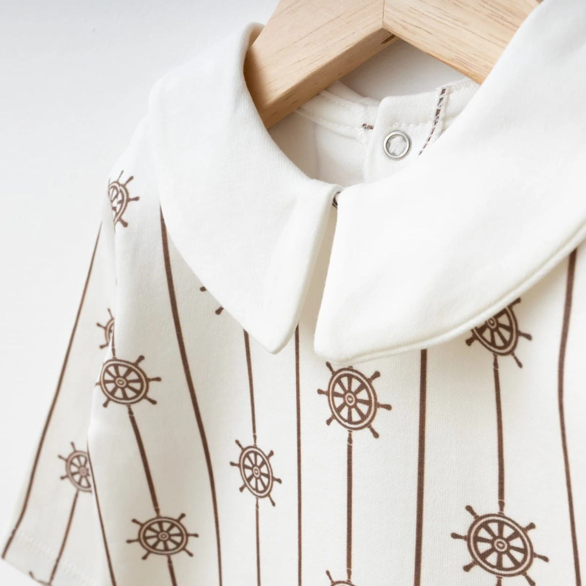 Rudder Erkek Bebek Dümen Desenli 0-3 / 3-6 Ay Yaka Detaylı Tulum