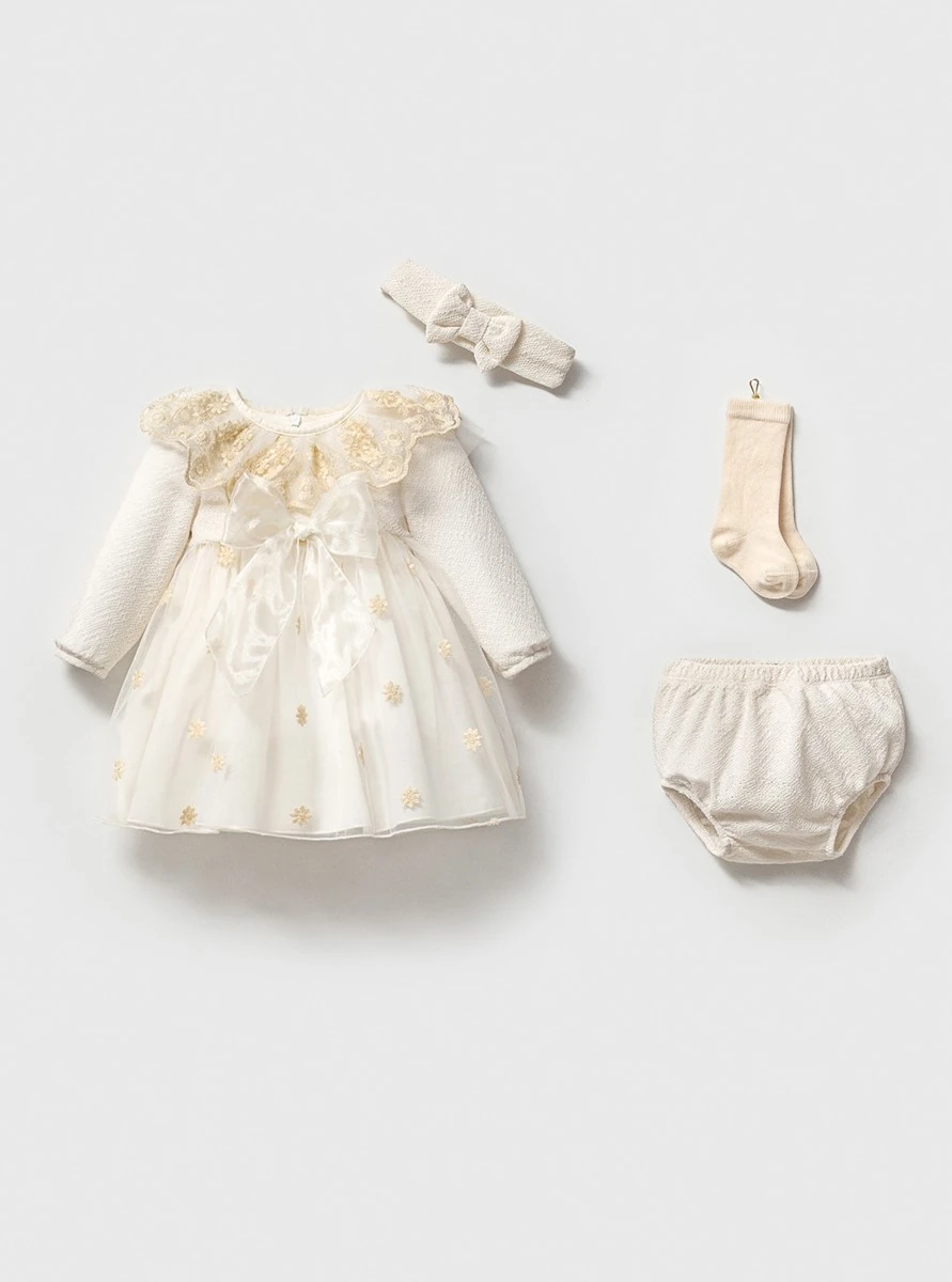 Khloe Puanlı Tasarım 3-6 Ay Kız Bebek Kutulu Takım