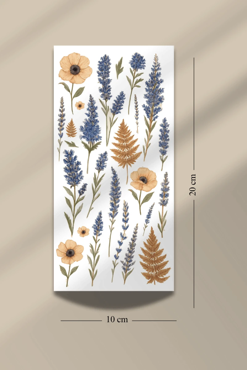 6'lı Kurutulmuş Çiçek Temalı Sticker Seti