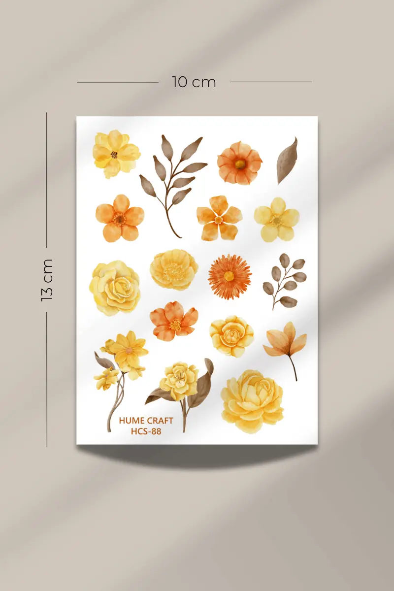 Sarı Çiçek Temalı Şeffaf Sticker Seti