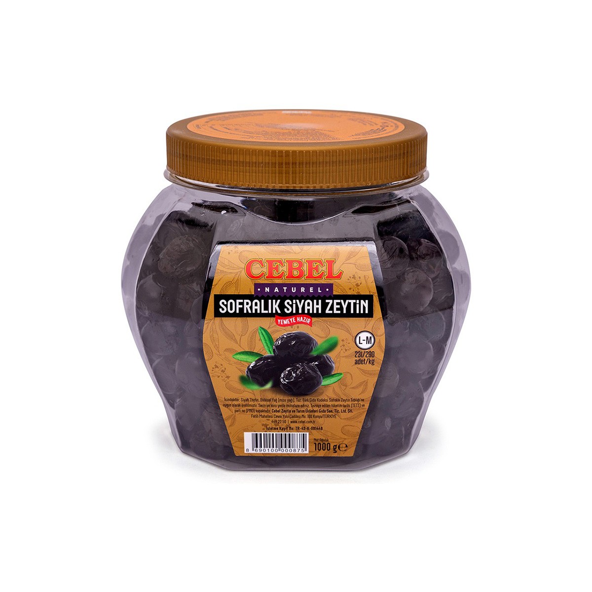 Cebel Sofralık Siyah Zeytin 1 kg Çok İri (L-M Boy)