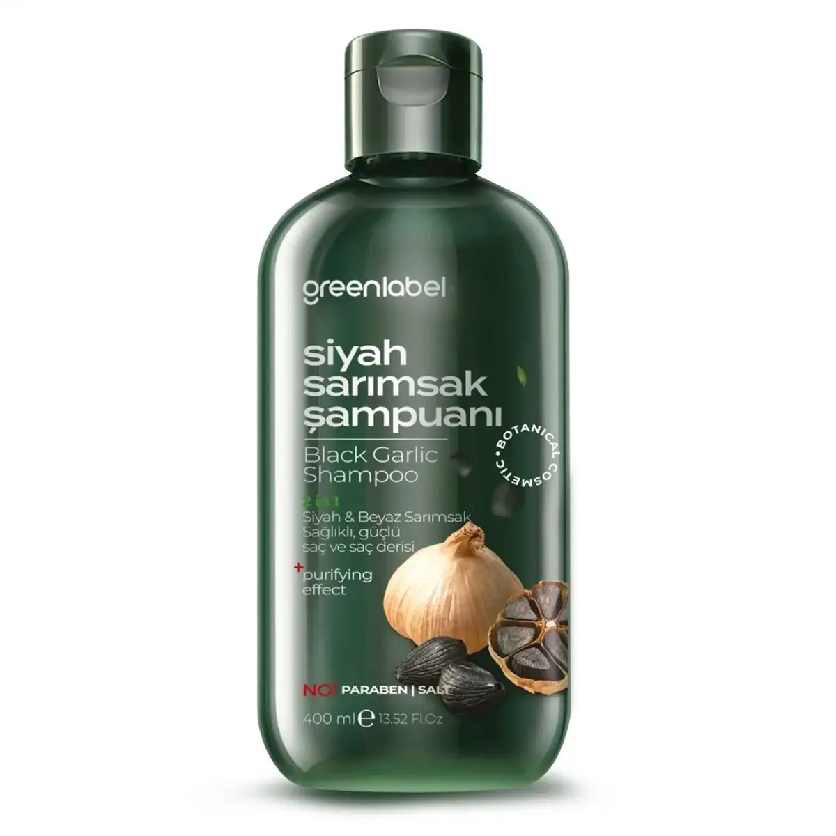Siyah Sarımsak Özlü Parabensiz Tuzsuz Dökülme Ve Kepek Karşıtı Şampuan 400ml Greenlabel