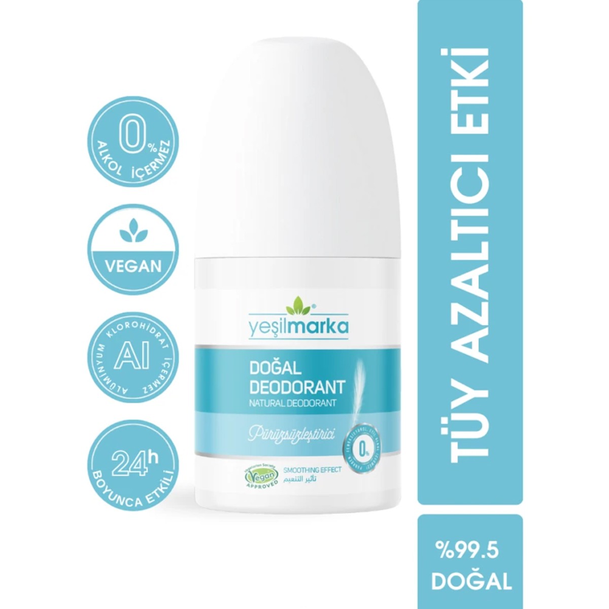Doğal Deodorant Roll On Pürüzsüzleştirici 50 ml Yeşil Marka