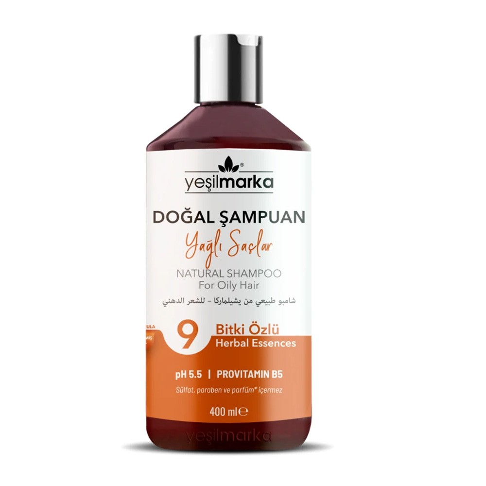 Yağlı Saçlar İçin Doğal Şampuan 400ml Yeşil Marka