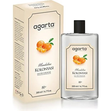 Agarta 80 Derece Mandalina Kolonyası Cam Şişe 200 ml