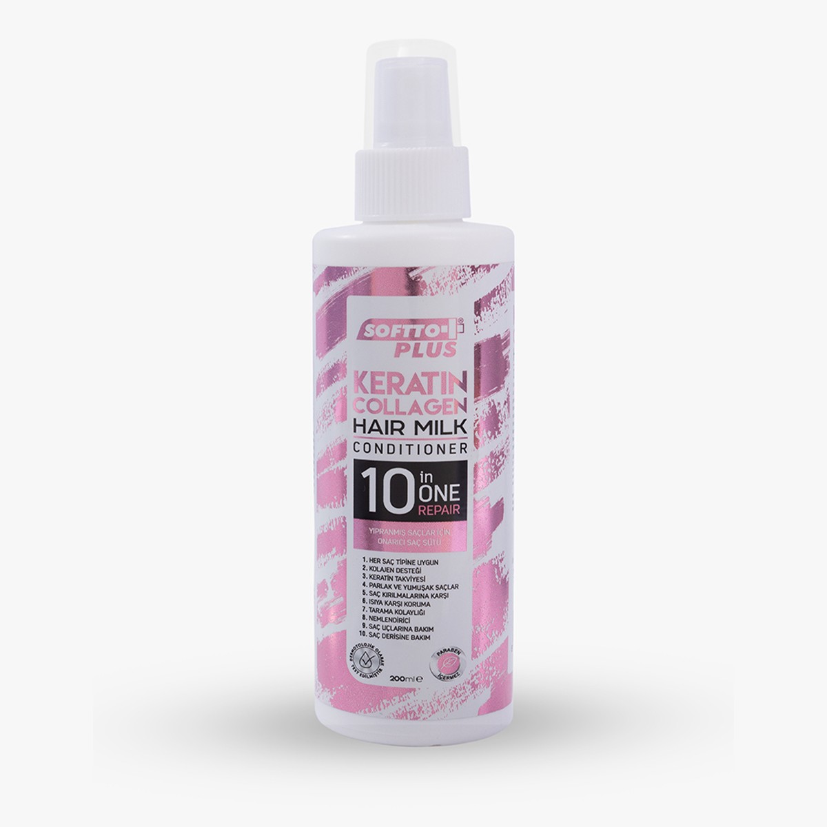 Keratin &amp; Kolajen Saç Sütü 200ml Softto Plus