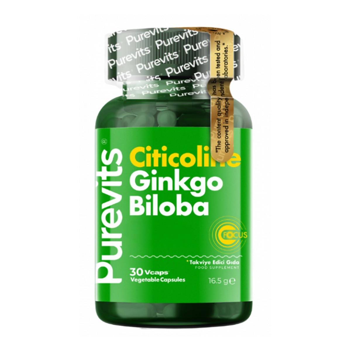 Ginkgo Biloba Citicoline + Focus - 30 Vegan Kapsül Purevits