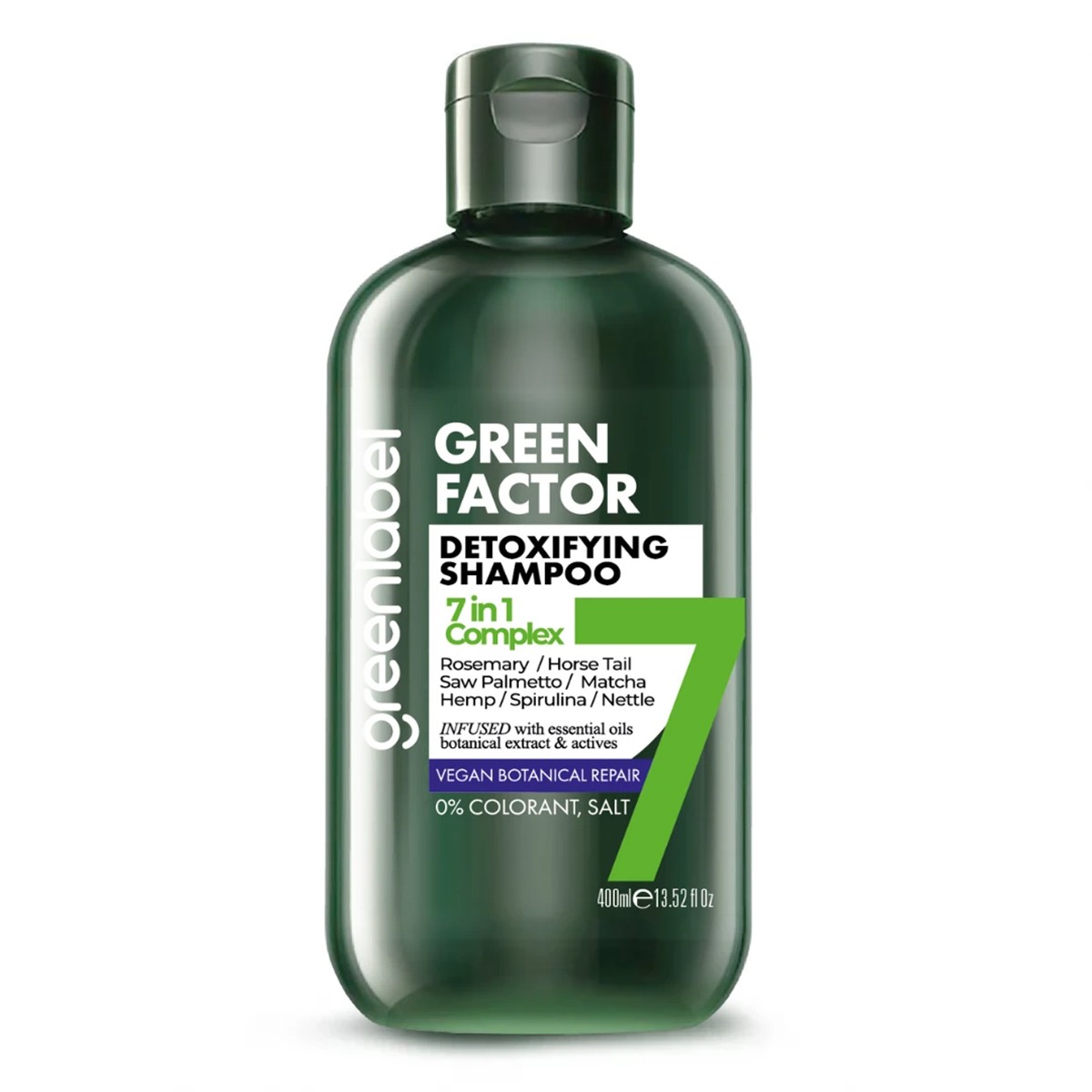 Green Factor 7 Bitkili Vegan Parabensiz Glutensiz Onarıcı ve Yoğun Bakım Detox Şampuanı 400ml Greenlabel