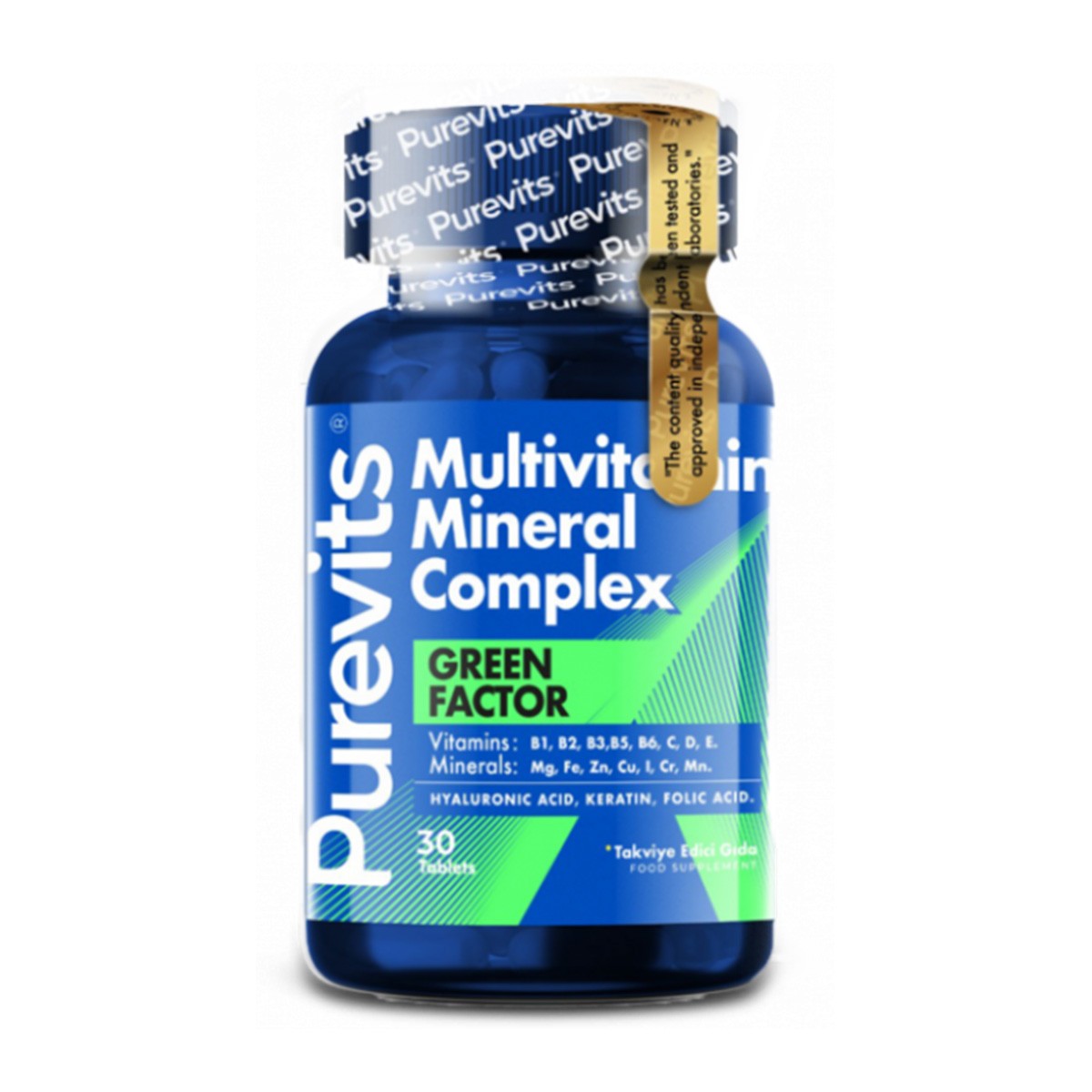 Green Factor Multivitamin Minarel Complex - Keratin - Hyaluronik Asit – Folik Asit – 30 Adet Purevits