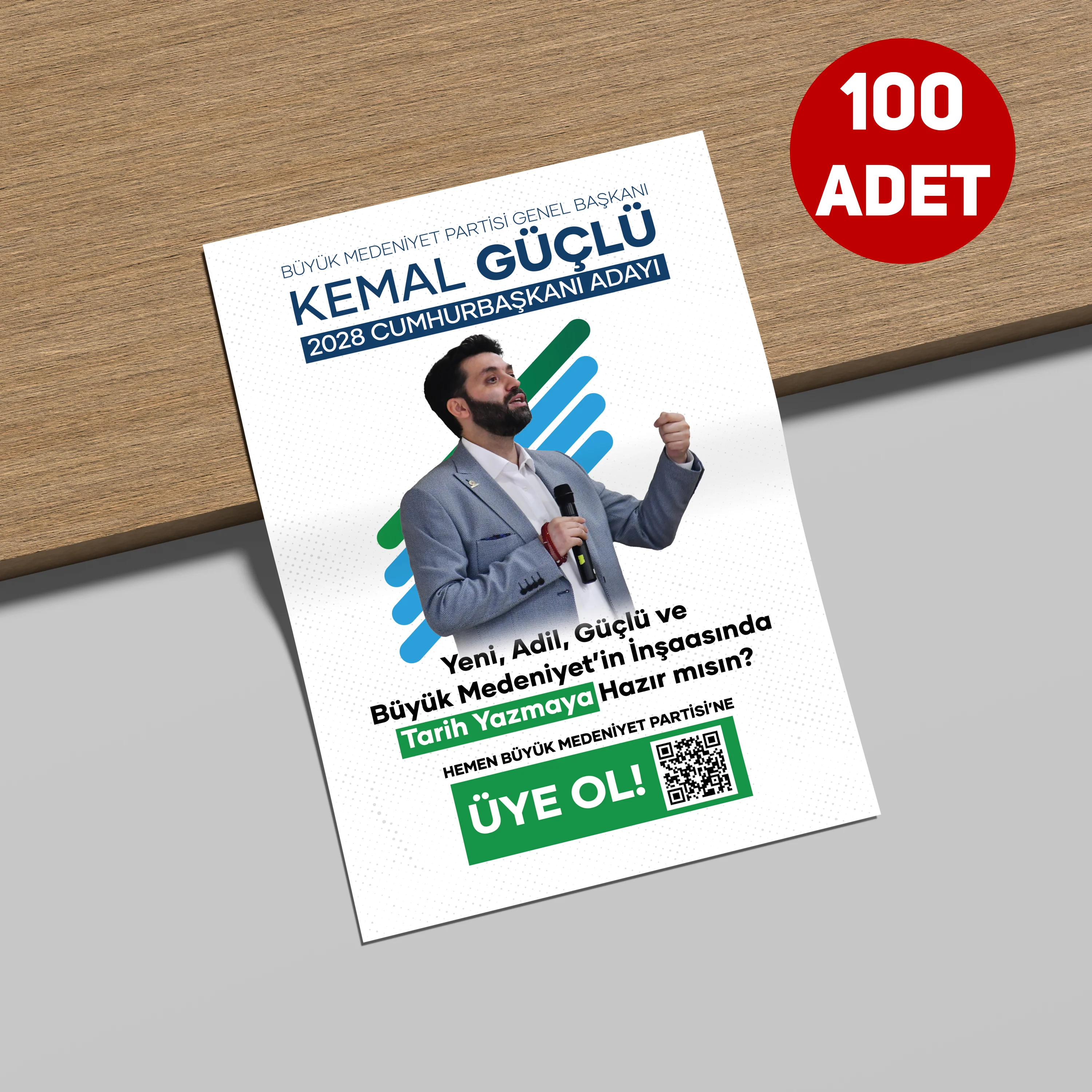 A5 Boyutunda Yapışkanlı Etiket Büyük Medeniyet Partisi (100Adet)