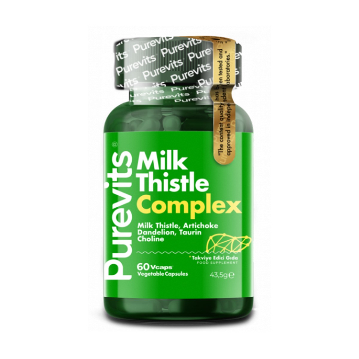 Milk Thistle Complex Deve Dikeni Enginar Ekstraktı Karahindiba Taurin Kolin 60 Adet Vegan Kapsül Purevits