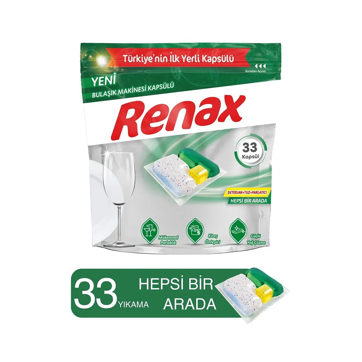 Renax Bulaşık Makinesi Kapsülü 33 Kapsül
