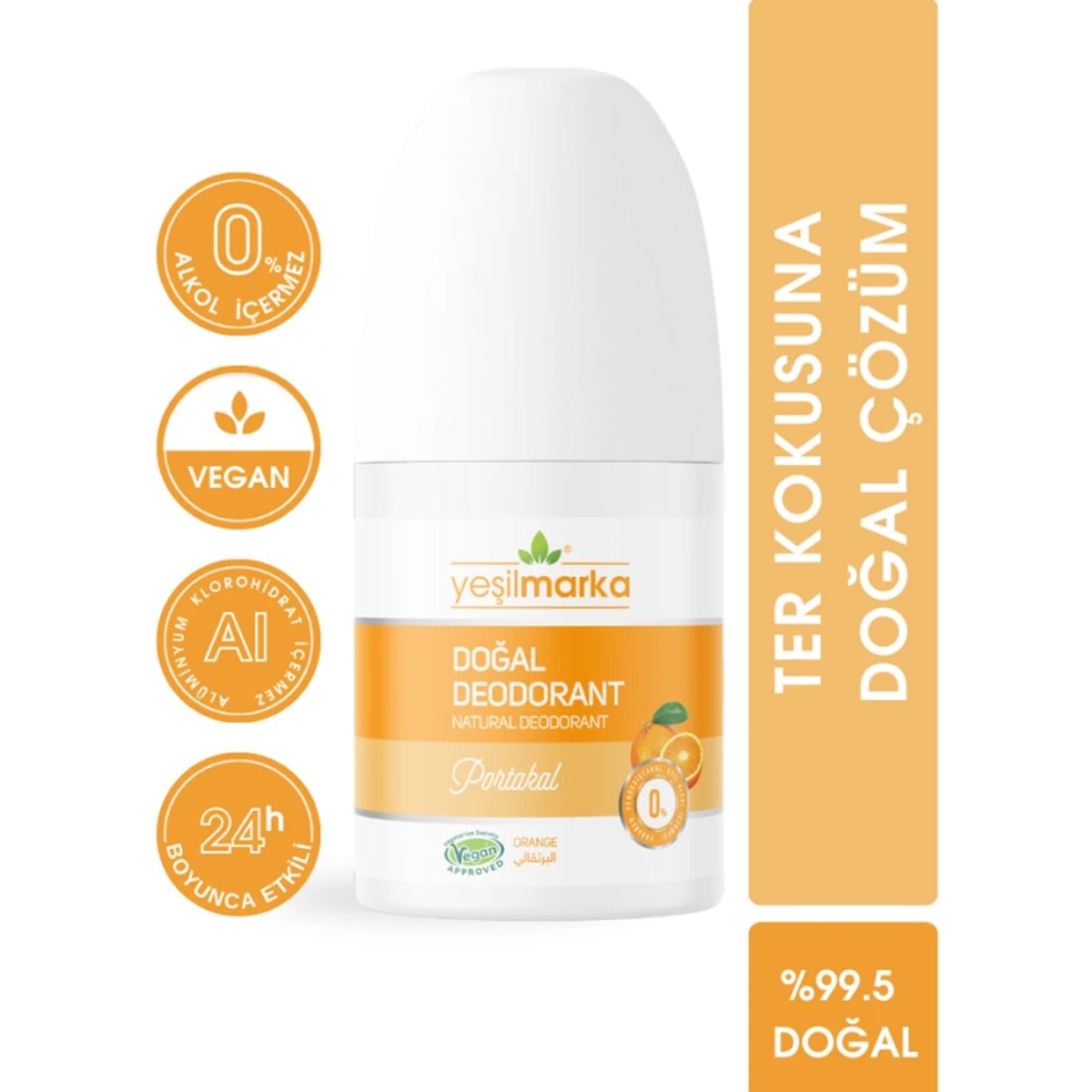 Doğal Deodorant Roll On Portakal Kokulu 50 ml Yeşil Marka