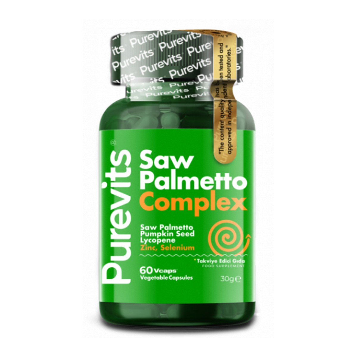 Saw Palmetto Complex- Cüce Palmiye - Çinko - Kabak Çekirdeği Ekstraktı 60 Adet Vegan Kapsül Purevits