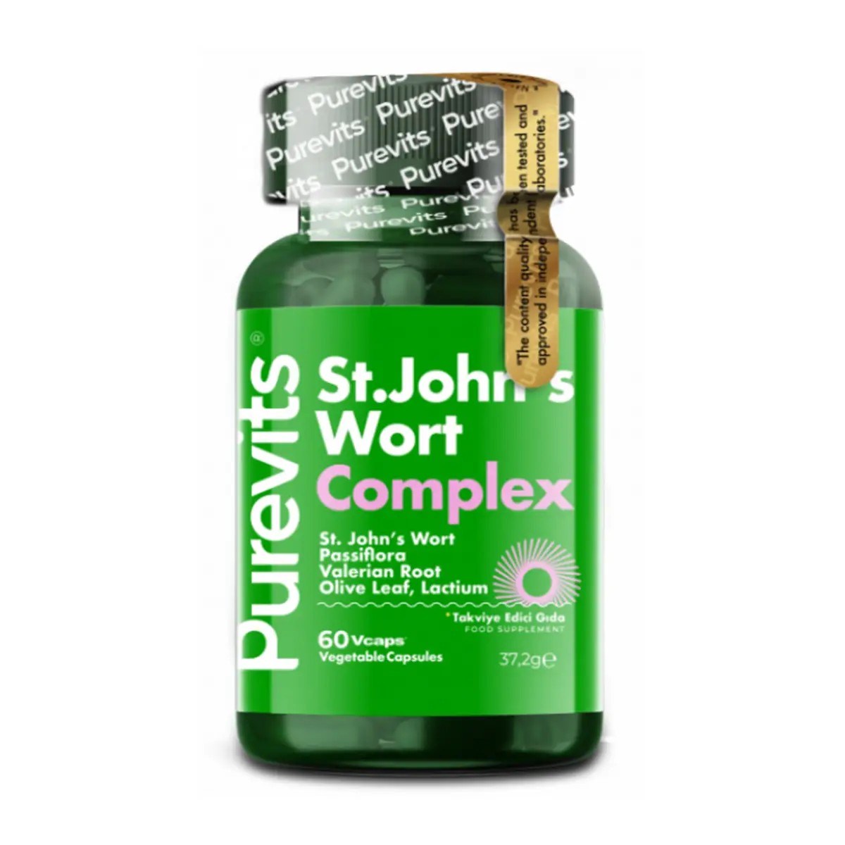 St. John's Wort - Sarı Kantaron &amp; Passiflora - 60 Adet Vegan Kapsül Purevits