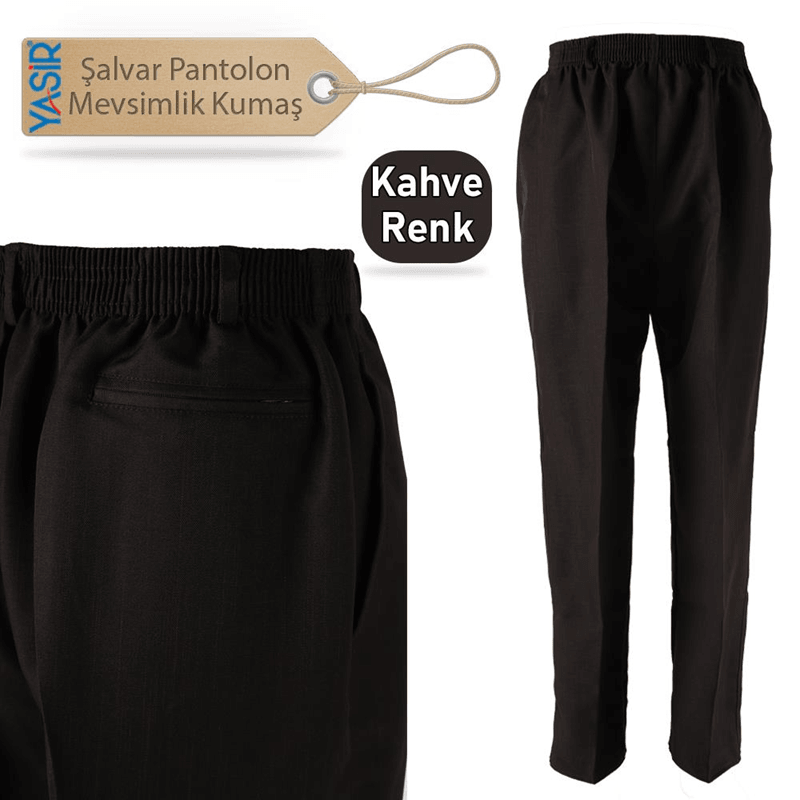 Şalvar Pantolon Mevsimlik Kumaş - Kahve 2 Numara Beden