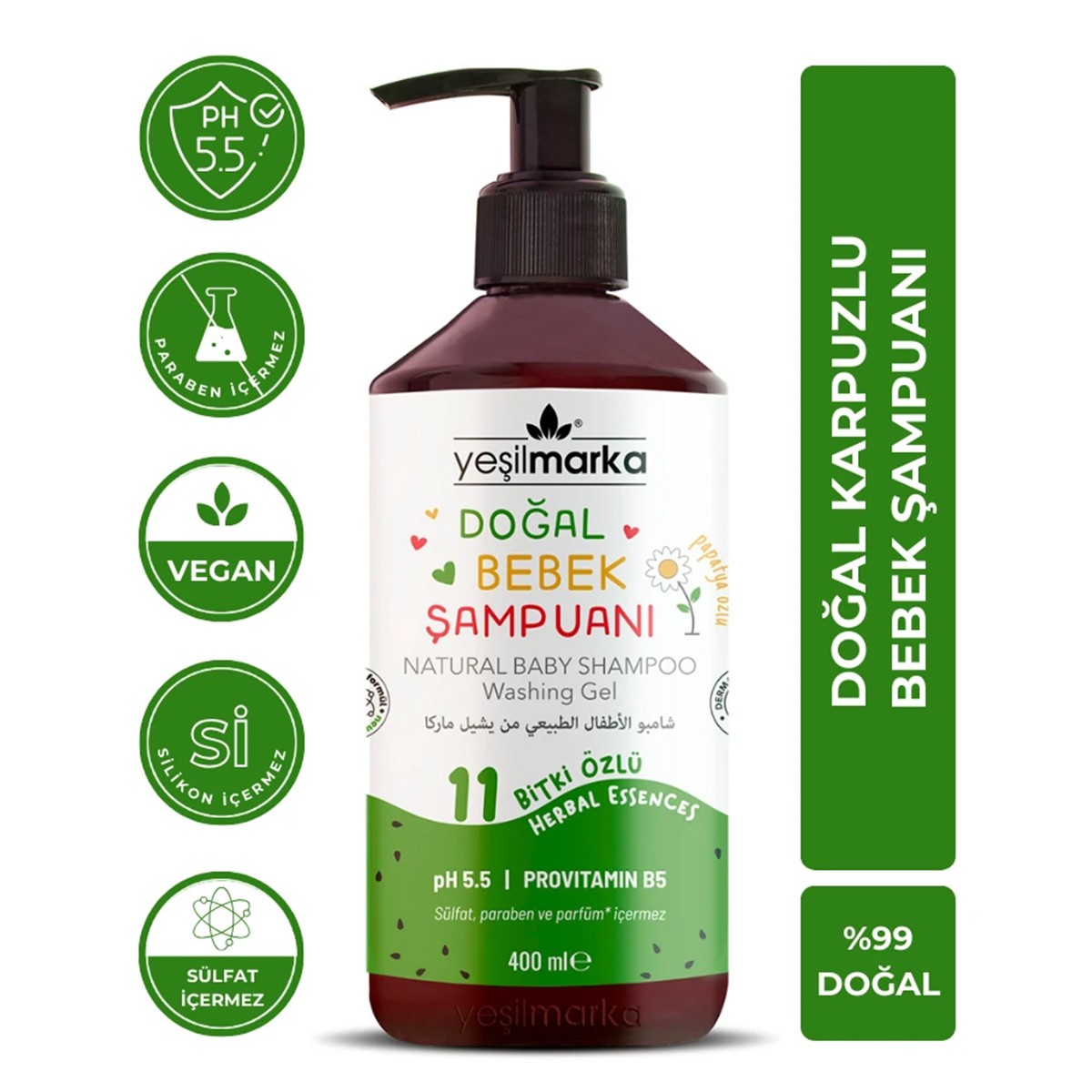Doğal Bebek Şampuanı Karpuz 400 ml Yeşil Marka