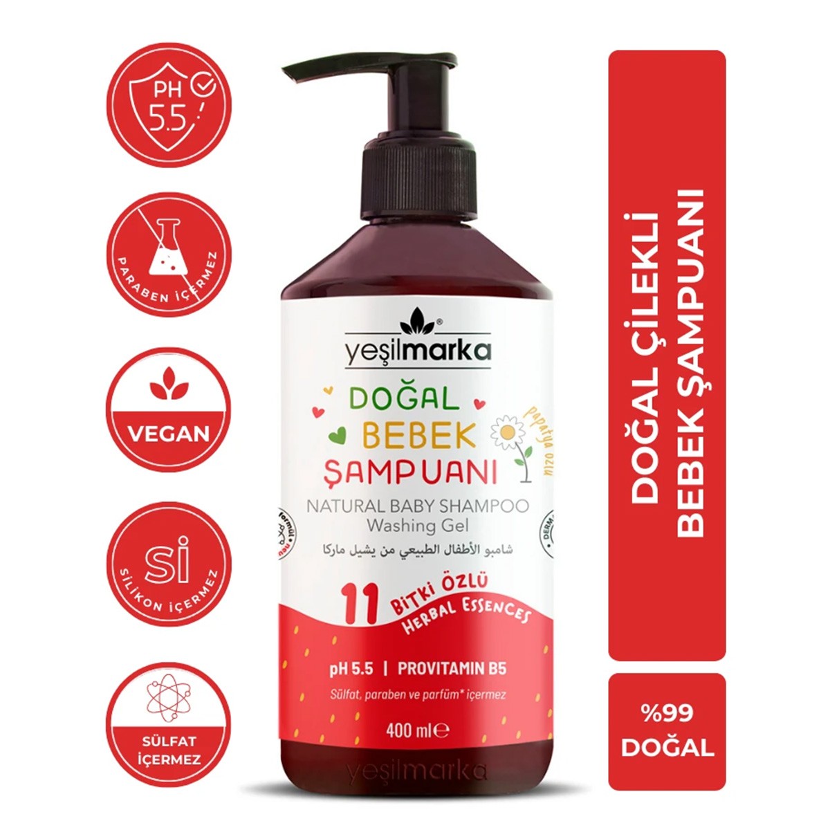 Doğal Bebek Şampuanı Çilek 400 ml Yeşil Marka