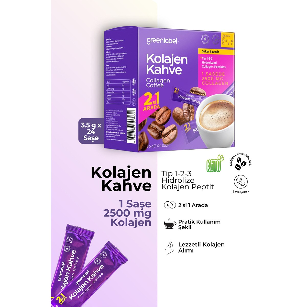 Green Label Kolajen Kahve 3.5gr*24 Saşe